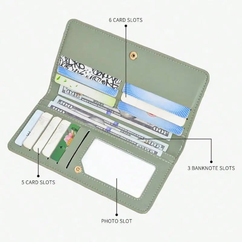 RFID Blocking Ultra-Thin Wallet for Women, Multi-Card Check Credit Card Bag, Multi-functional Zipper Buckle, Long Fashion wallet