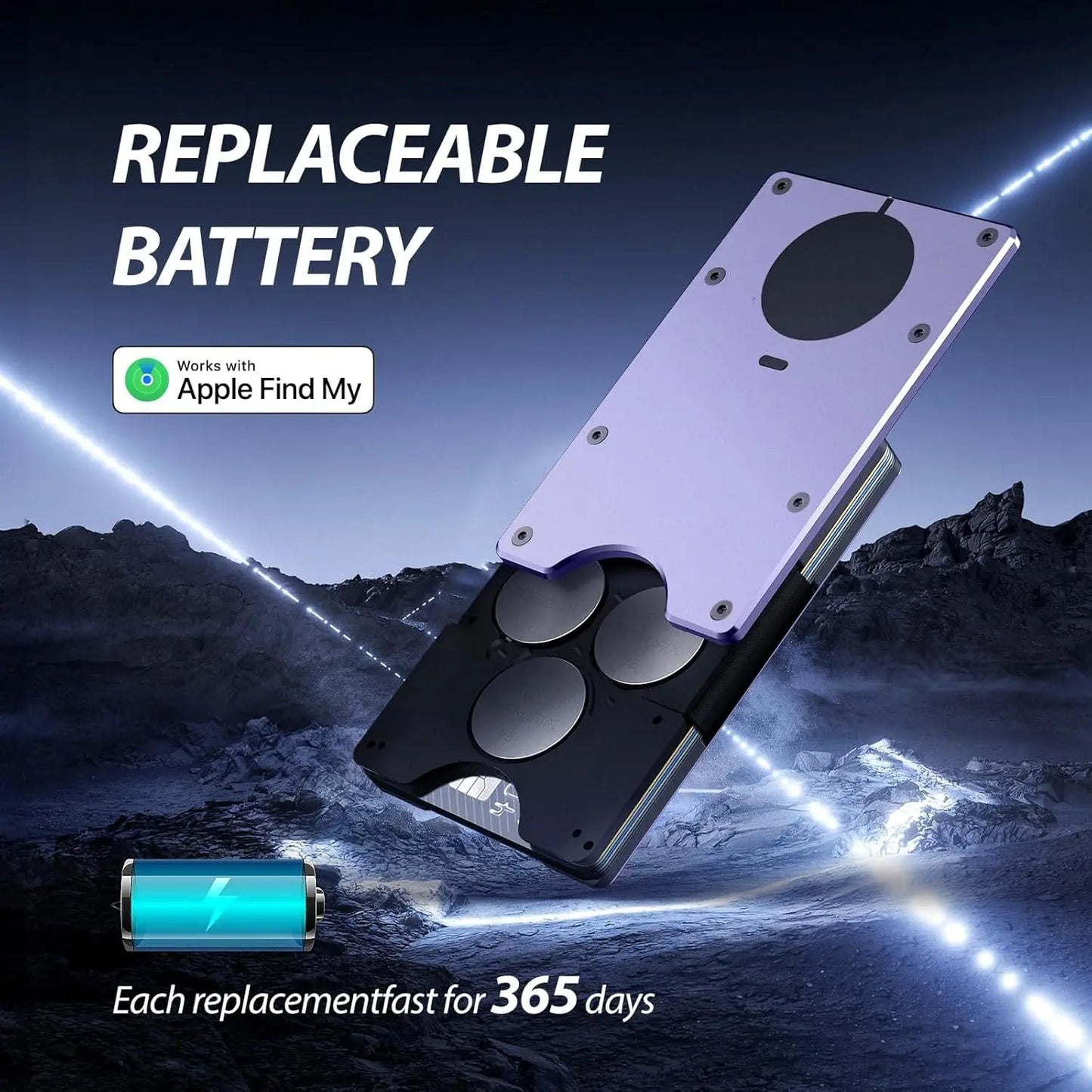 RFID Blocking Credit Card Holder, Slim Wallet For Men, Compatible with Find My iOS Only, Detachable Money Clip