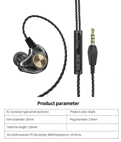 Android Mobile Phone DrivebyWire Headset Metal Heavy Bass Computer PC Headset InEar Sports Headset