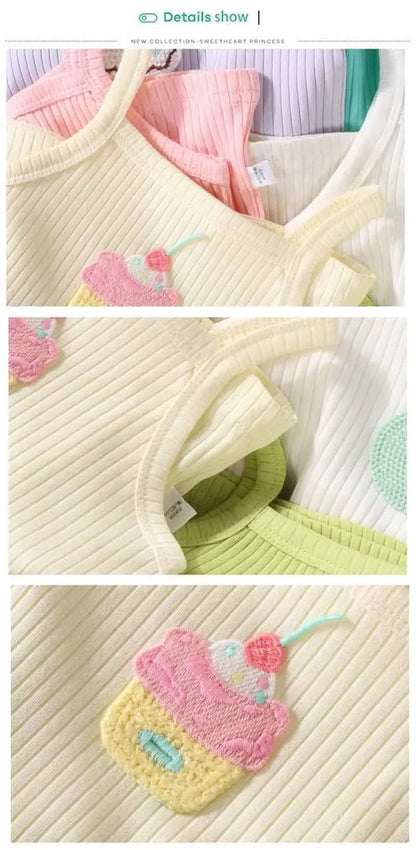 Baby Girls T-shirts for Kids Summer Sleeveless Knitted Tops Vest Outfits Girls Cute Halter Tops Tees Children Clothing 1-12 Year