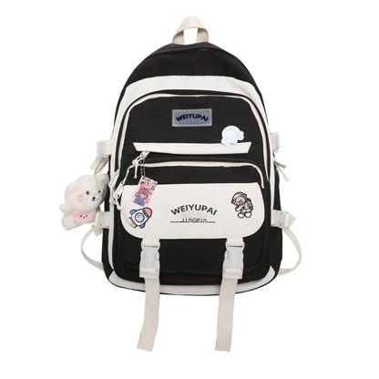 Portable Ins Students School Bags Large Capacity Bear High School Backpacks Multi Pockets Cartoon Teenage Shoulder Bags Girl