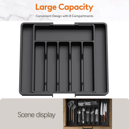Expandable Utensil Tray Silverware Spoon Organizer Drawer Cover Adjustable Cutlery Tray Drawer Organizer Kitchen