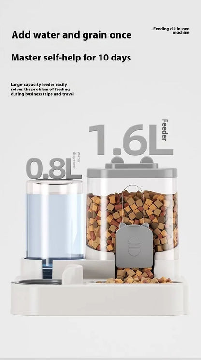 Automatic Feeder with Spill Proof Design with Water Fountain Pet Food Dispenser for Small Medium Large Cats Dogs