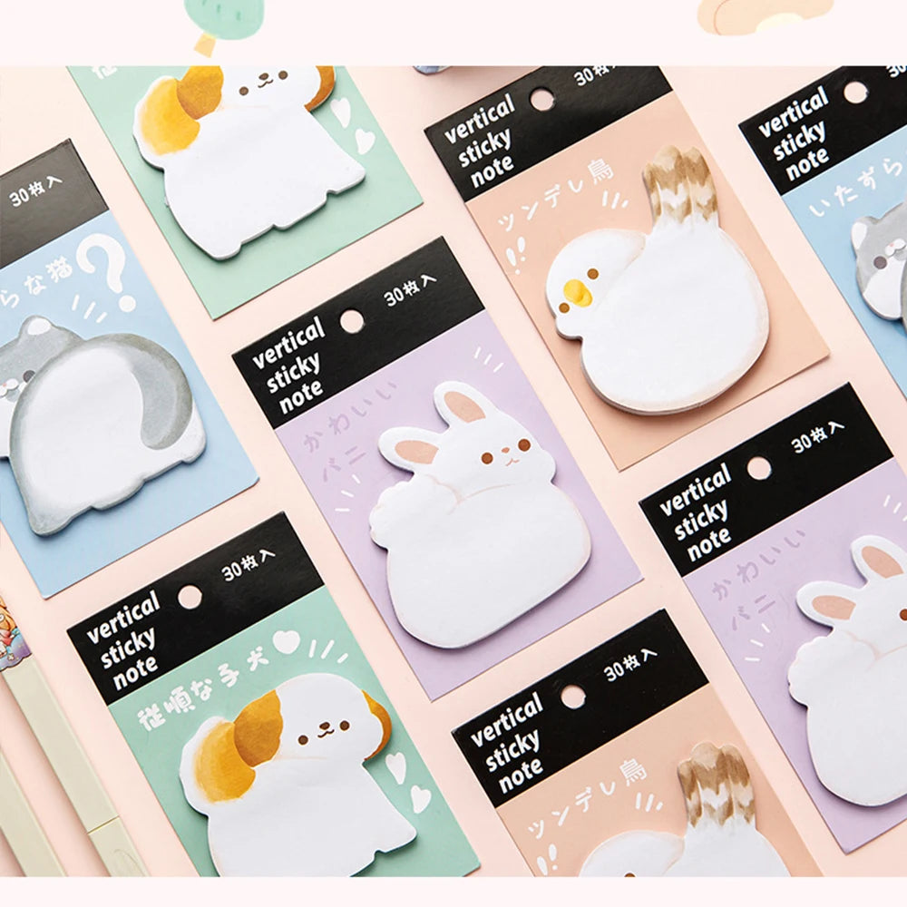 Cute Animal Cartoon Shaped Sticky Notes - Thick Reusable Adhesive Notepads for Students, Creative Fun School & Office Supplies
