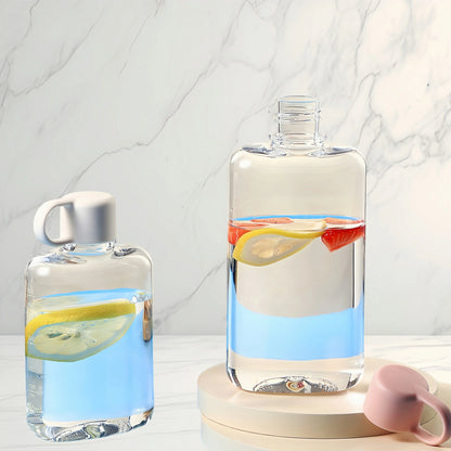 Water Botlte Flat Bpa Free Sport Clear Plastic Crystal Drinks Kettle Notebook Milk Juice Transparent Drinkware Birthday Gift