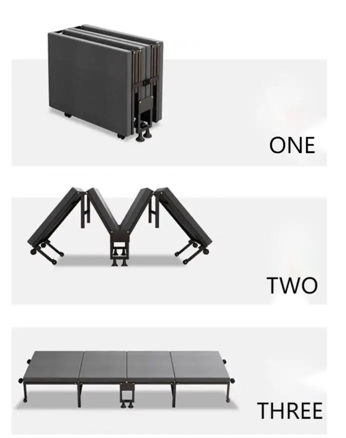 Four fold bed office nap bed nap tool factory directly operated office nap bed carrying wheeled marching bed