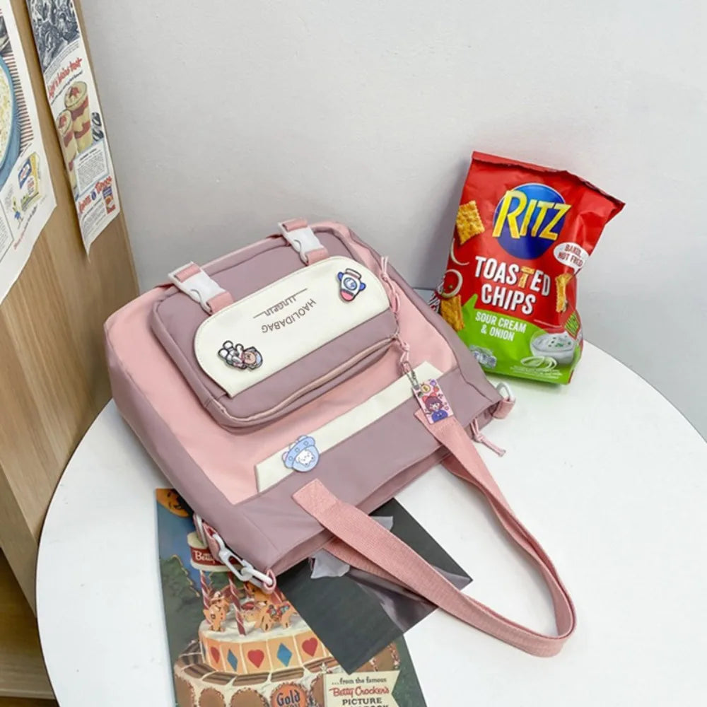 Portable Ins Students School Bags Large Capacity Bear High School Backpacks Multi Pockets Cartoon Teenage Shoulder Bags Girl