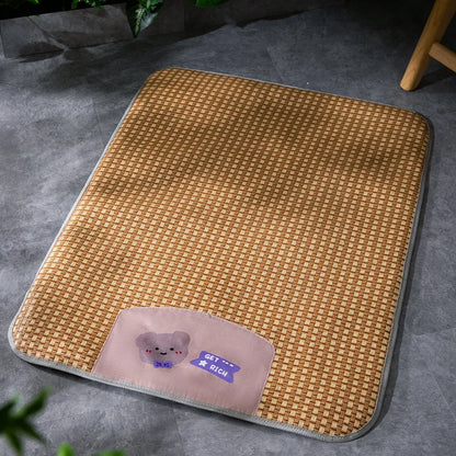 Summer dog cartoon striped ice silk mat, cat cooling mat, cooling cat bed, cooling bed, dog bed, pet bed