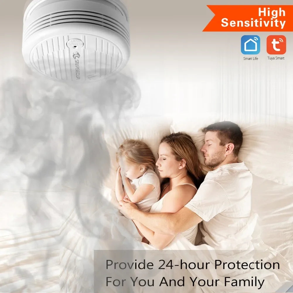 Alarmest Wifi Smoke Detector Smoke Sensor Highly Sensitive For smart Life app control Power by Tuya