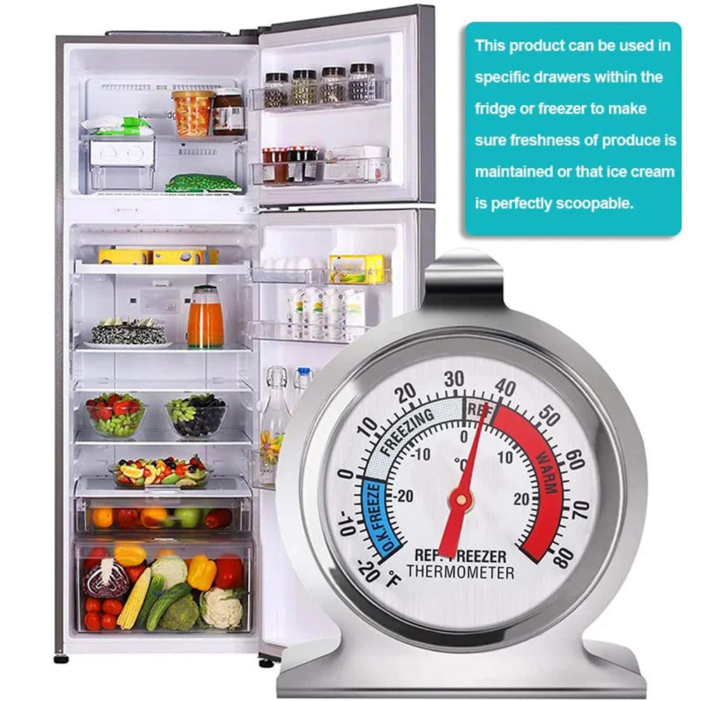 2/4Pcs Refrigerator Thermometer -30~30°C/-20~80°F, Classic Fridge Analog Thermometer Large Dial with Red Indicator Thermometer