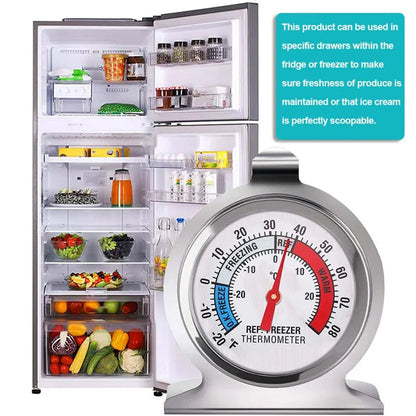 2/4Pcs Refrigerator Thermometer -30~30°C/-20~80°F, Classic Fridge Analog Thermometer Large Dial with Red Indicator Thermometer