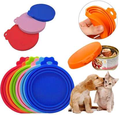 3In1 Silicone Reusable Soft Pet Seal Feed Cans Lid Keep Food Fresh Cover Flexible Storage Household Cup Glass Bottle With Spoon