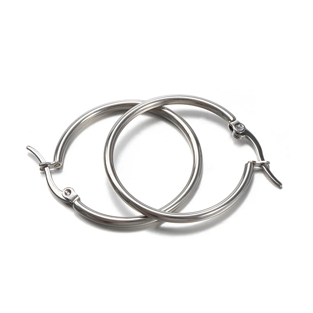 10pcs Open Earrings Circle Stainless Steel Earring Hooks 20-40mm Loop Base Ear Ring