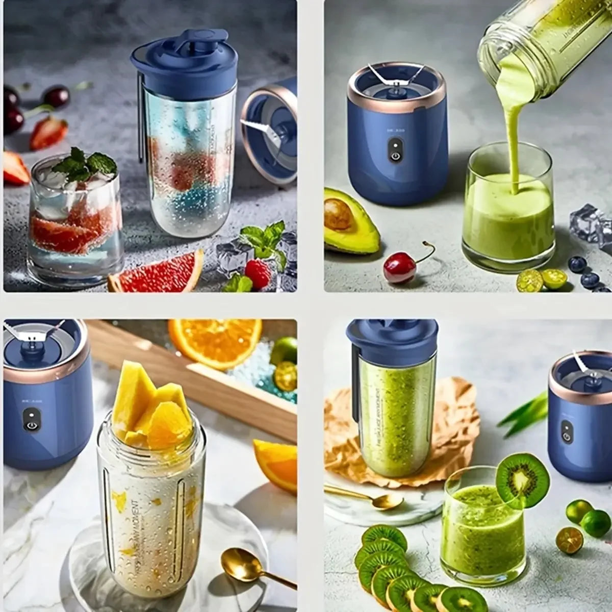 Portable Juicer Blender 400ml Electric Fruit Juicer USB Charging Lemon Orange Fruit Juicing Cup Smoothie Blender Machine 2cups