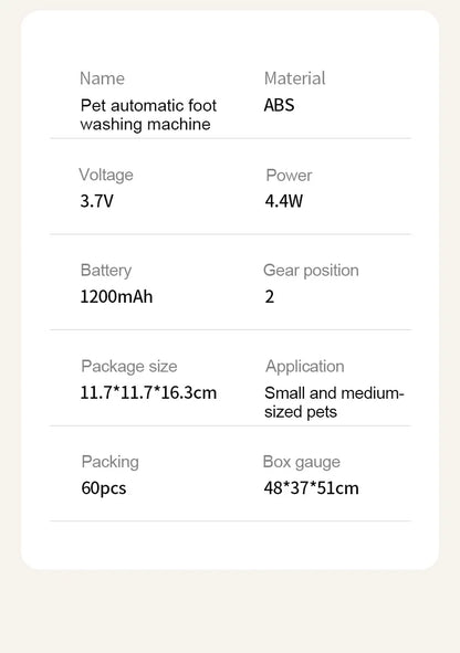 Automatic Pet Foot Washer Removable Electric Plastic Paw Cleaner Soft and Dense Bristles for Cleaning Cat Dog Paw Cleaner