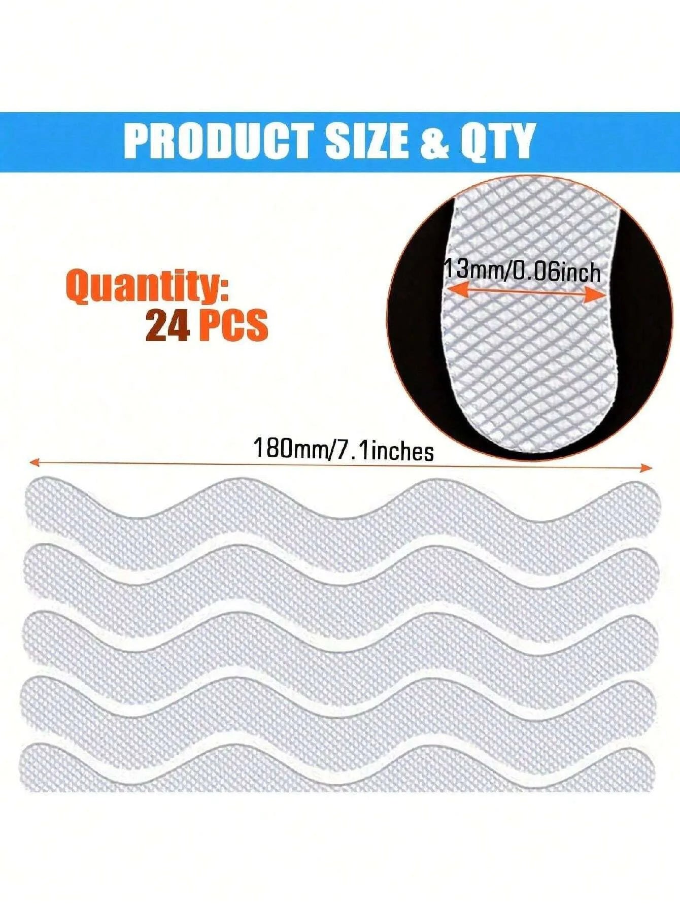 24pcs/Package Transparent Anti-Slip Stickers For Bathroom Floor And Shower - Bathtub Floor Safety Anti-Slip Strips