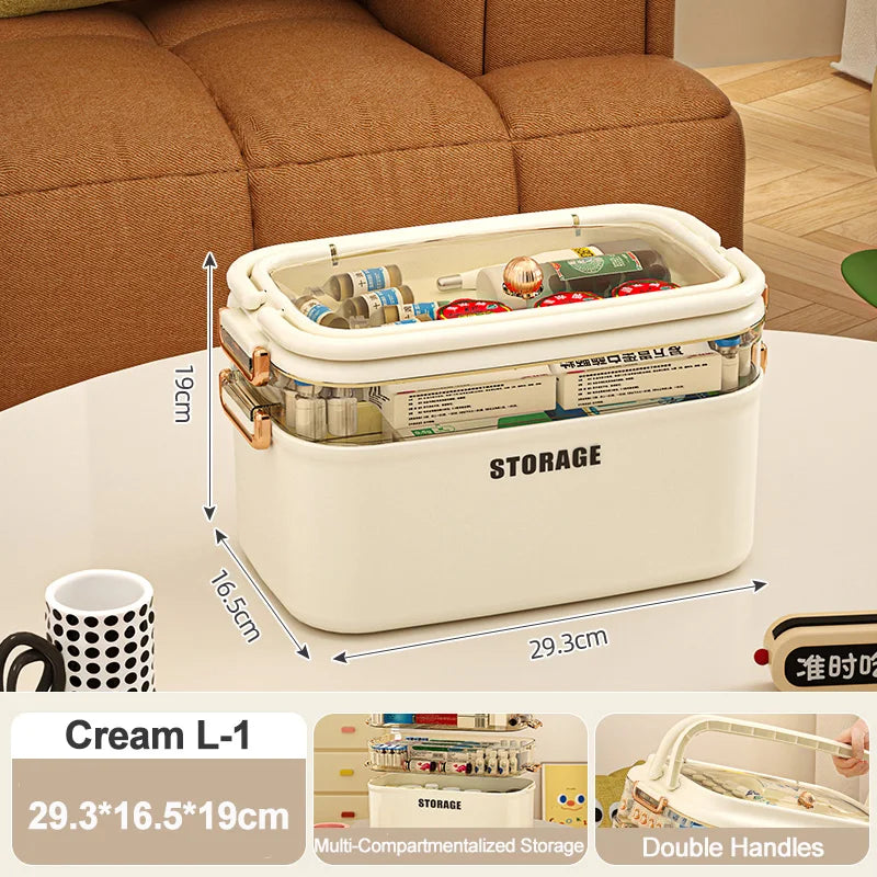 3/4 Layers Large Capacity Family Medicine Organizer Storage Box Portable First Aid Kit Pill Container Emergency Pharmacy Box