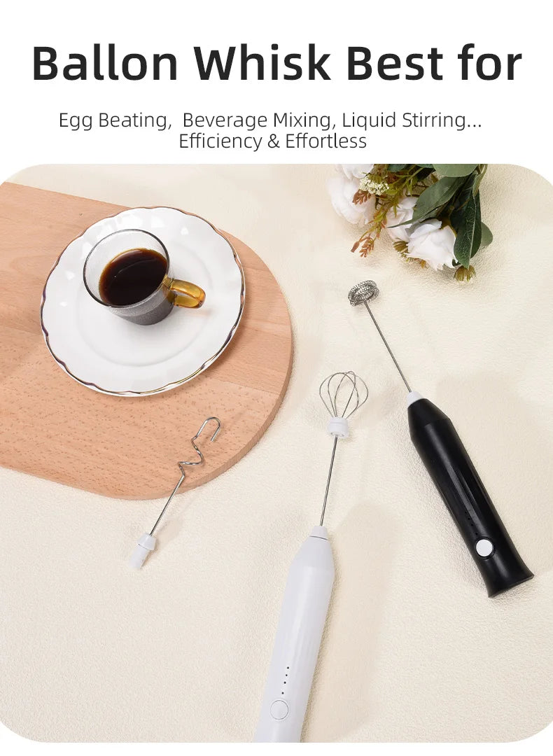 Wireless Milk Frother Electric Type-C Handheld Blender Stainless Steel Mini Coffee Maker Whisk Mixer For Coffee Cappuccino Cream