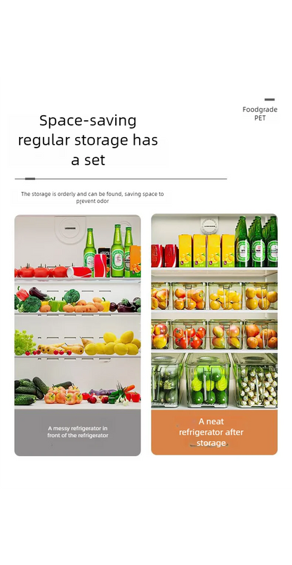 Stackable Refrigerator Storage Box with Lid, Capable of Storing Bread, Food, Vegetables, and Fruits，organizer box with handle