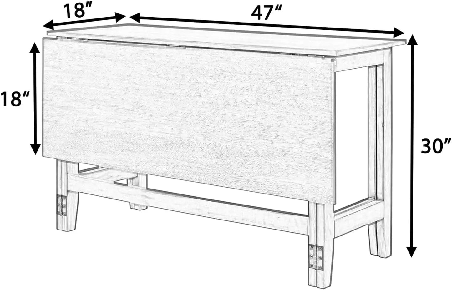 Farmhouse Drop Leaf Folding Dining Table, Space Saving Flip Top Dining Kitchen Table for 4, Solid Wood Extendable Dining Room