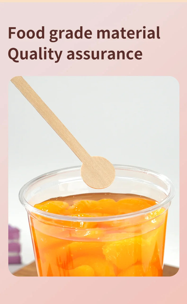 100pcs Round Disposable Wooden Coffee Stirrers Coffee Stirrer Sticks Stir Beverage Sticks Stir for Bar Cafe  or Home Use