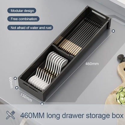 Utensil Drawer Organizer Kitchen Utensil Cutlery Tray Expandable Drawer Storage Retractable Under Cabinet Dish Drying Rack Shelf