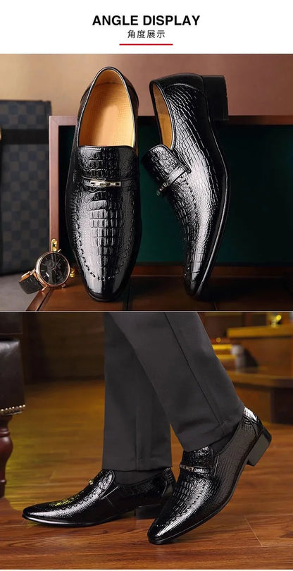 Men leather shoes new style luxury crocodile pattern men business formal shoes casual social shoes men wedding shoes
