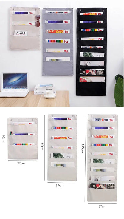 3/6/9 Pockets Wall Hanging Storage Bags Book Keys Mobile Phone Door Organizer Pouch Bedroom Dormitory Office Container