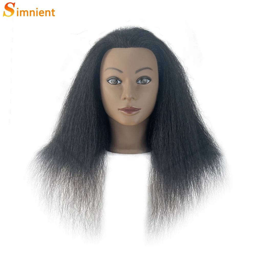18 Inch Headdoll Mannequin Head 100% Real Human Hair for Cosmetology Manikin Doll Head Hairdresser Hairstylist Training Practice