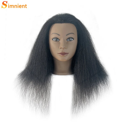 18 Inch Headdoll Mannequin Head 100% Real Human Hair for Cosmetology Manikin Doll Head Hairdresser Hairstylist Training Practice