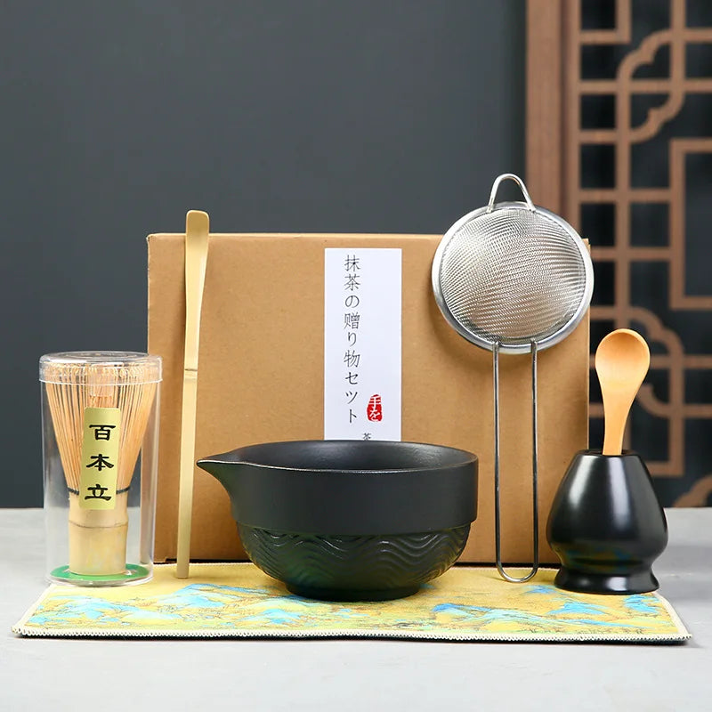 Matcha Set Kit Japanese Ceremony Green/Pink/White With Bamboo Spoon/Scoop, Whisk Holder, Matcha Bowl Matcha Gift Set
