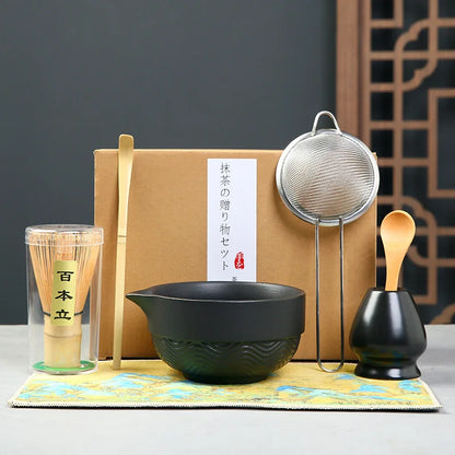 Matcha Set Kit Japanese Ceremony Green/Pink/White With Bamboo Spoon/Scoop, Whisk Holder, Matcha Bowl Matcha Gift Set