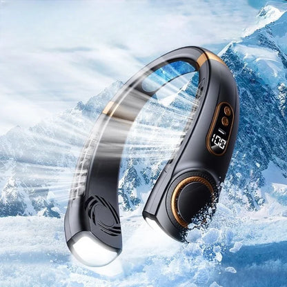 2025 Hanging Neck Fan Portable Bladeless Neck Fan Air Cooler Digital Display Rechargeable Air Conditioner Neck Ventilator