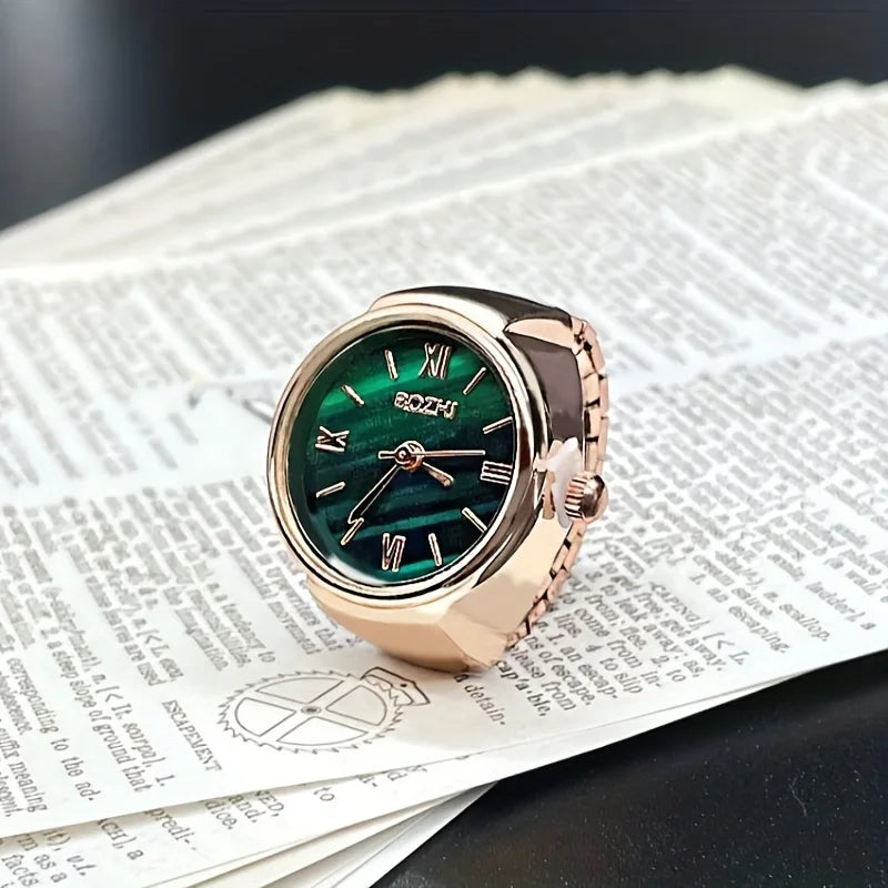 Finger Watch Mini Edition Small Green Watch Ring Watch Women's Retro Rose Gold Finger Watch Student Watch Ring Watch
