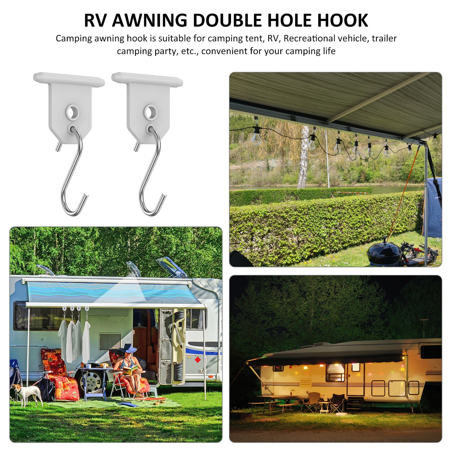 10Pcs Sturdy Awning Hooks for RV S Shaped Camping Awning Hooks Metal Party Light Hangers Hats Outdoor Camper Hanging Accessories