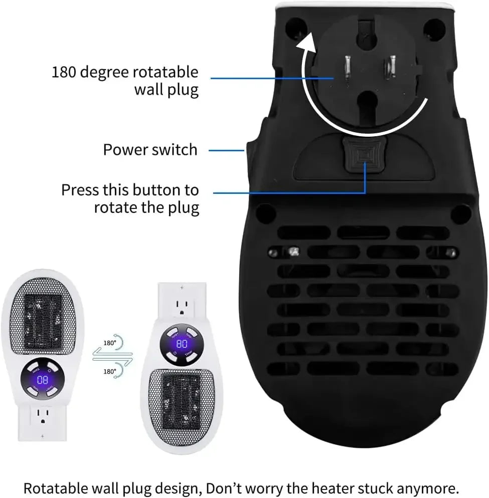 500W Portable Heater Electric Heater with Adjustable Thermostat Timer and Led Display Home Electric Heater Household Appliances