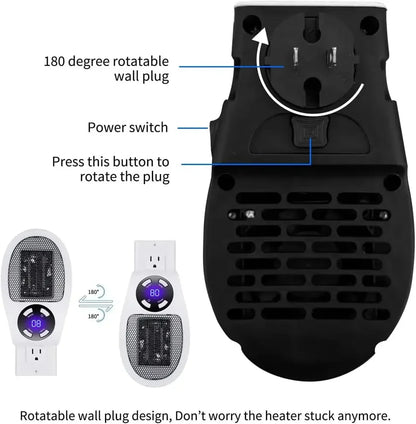 500W Portable Heater Electric Heater with Adjustable Thermostat Timer and Led Display Home Electric Heater Household Appliances