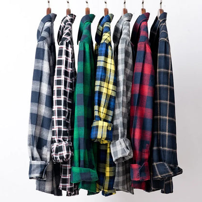40%cotton fashion korean populasr clothes Casual plaid long-sleeve shirts for men slim fit plain shirt social streetwear tops