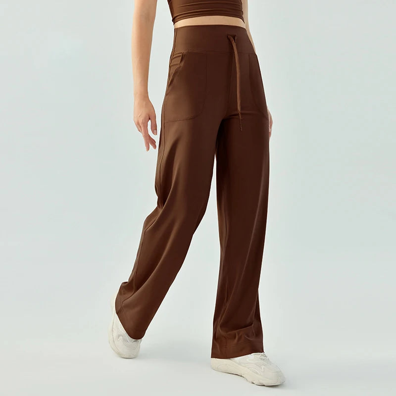 Yoga Pants Women Wide Leg Pants with Pockets High Waist Stretch Work Dress Pants Buttery Soft Casual Lounge Sweatpants Comfy