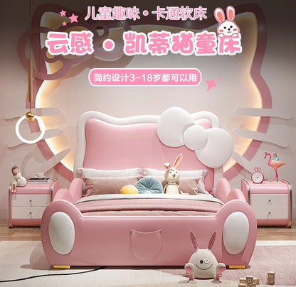 150X200cm Modern Childrens cartoon girl princ ess bed pink queen size bed frame full  double bed complete bedroom furniture