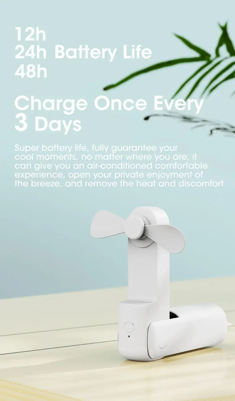 Portable Handheld Fan Mini Hand Fan Battery Operated USB Rechargeable Personal Foldable Fan for Indoor Small Pocket Fan