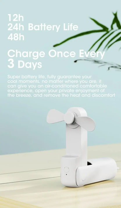 Portable Handheld Fan Mini Hand Fan Battery Operated USB Rechargeable Personal Foldable Fan for Indoor Small Pocket Fan