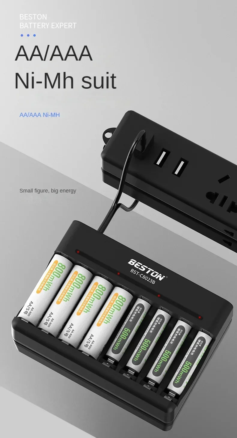 2/4/8 Slots AA AAA 1.2V Ni-MH Rechargeable Batteries Charging with Indicator Light Electric Chargers Smart USB Battery Charger