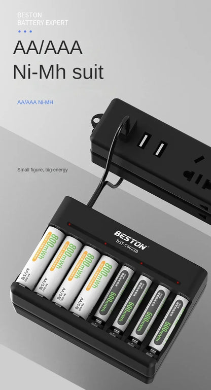 2/4/8 Slots AA AAA 1.2V Ni-MH Rechargeable Batteries Charging with Indicator Light Electric Chargers Smart USB Battery Charger