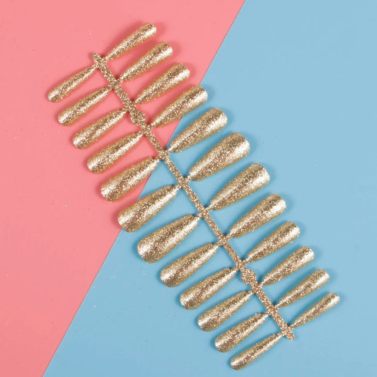 1 Set Glitter False Nail Tips Full Cover Ballerina Fake Nail Tips Press on Nail Tips Coffin