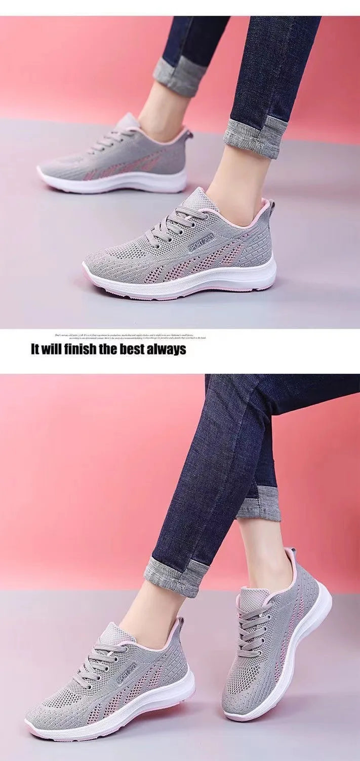 Fashion Women's Sneakers Lightweight Womens Shoes Comfortable Ladies Vulcanized Shoes Outdoor Lace-up Training Shoes Zapatillas