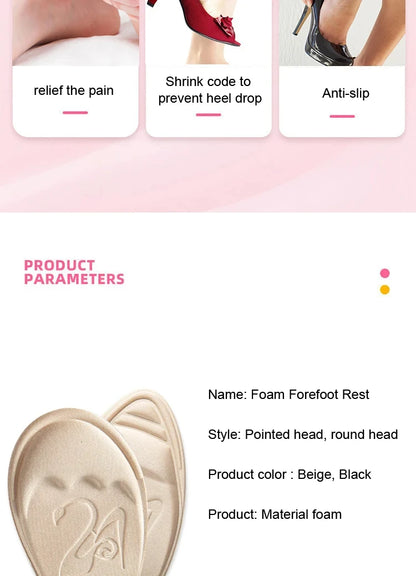 Half Insoles for Shoes Inserts Forefoot Pad Non-slip Sole Toe Plug Cushion Reduce Shoe Size Filler High Heels Pain Relief Pads