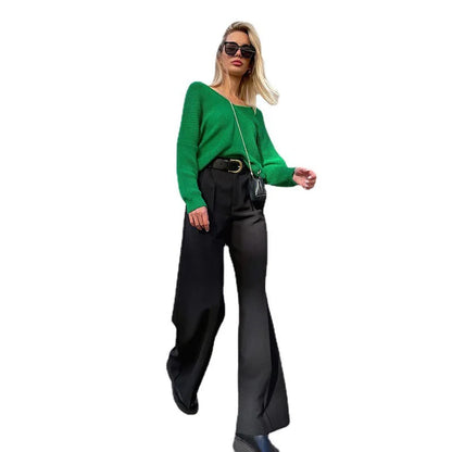 2025 New Women High Waist Casual Wide Leg Pants Long Palazzo Pants Trousers