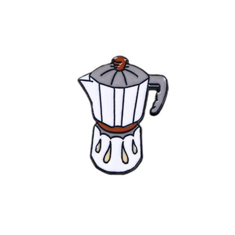 Creative Coffee Enamel Brooch Spaceship Coffee Elements Need By Coffee Power Books Cat Coffee Cups Metal Badge Lapel Pin Jewelry
