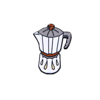 Creative Coffee Enamel Brooch Spaceship Coffee Elements Need By Coffee Power Books Cat Coffee Cups Metal Badge Lapel Pin Jewelry